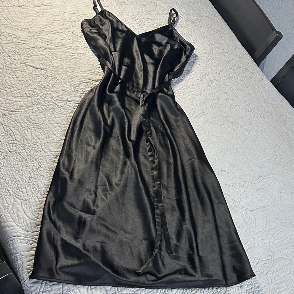 INC International Concepts Black Satin Midi Dress